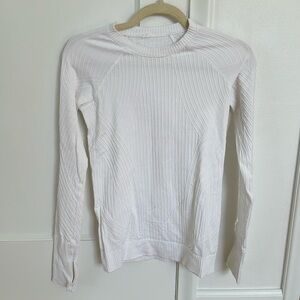 Lululemon White Long Sleeve Shirt with Thumb Holes